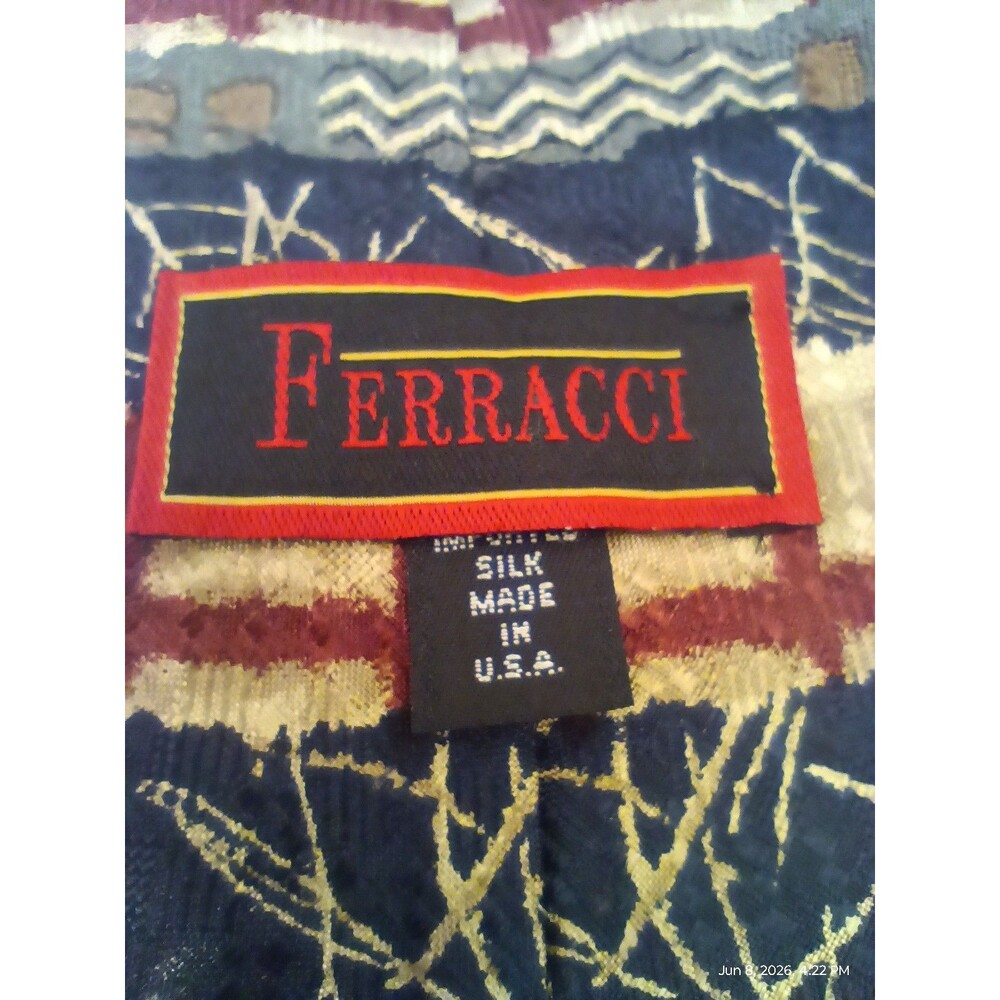 FERRACCI Men's SILK Geometric Abstract Pattern Pointed Tie, Multicolor-Gorgeous!